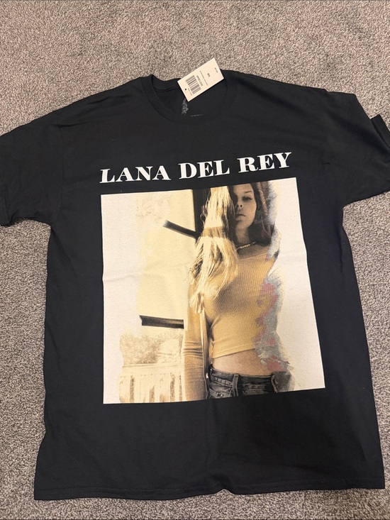 Tops - Lana Del Rey Graphic Tee - Black with Yellow Print